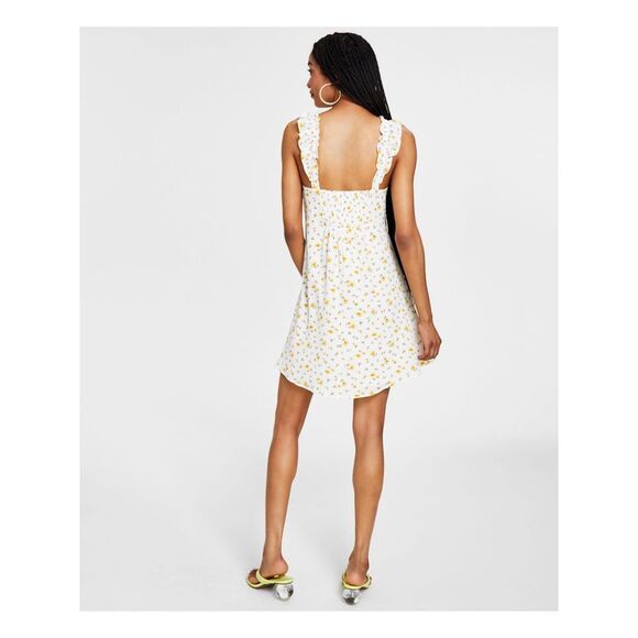 BAR III Womens White Tie Lined Sleeveless V Neck Short Fit + Flare Dress S - Picture 2 of 4